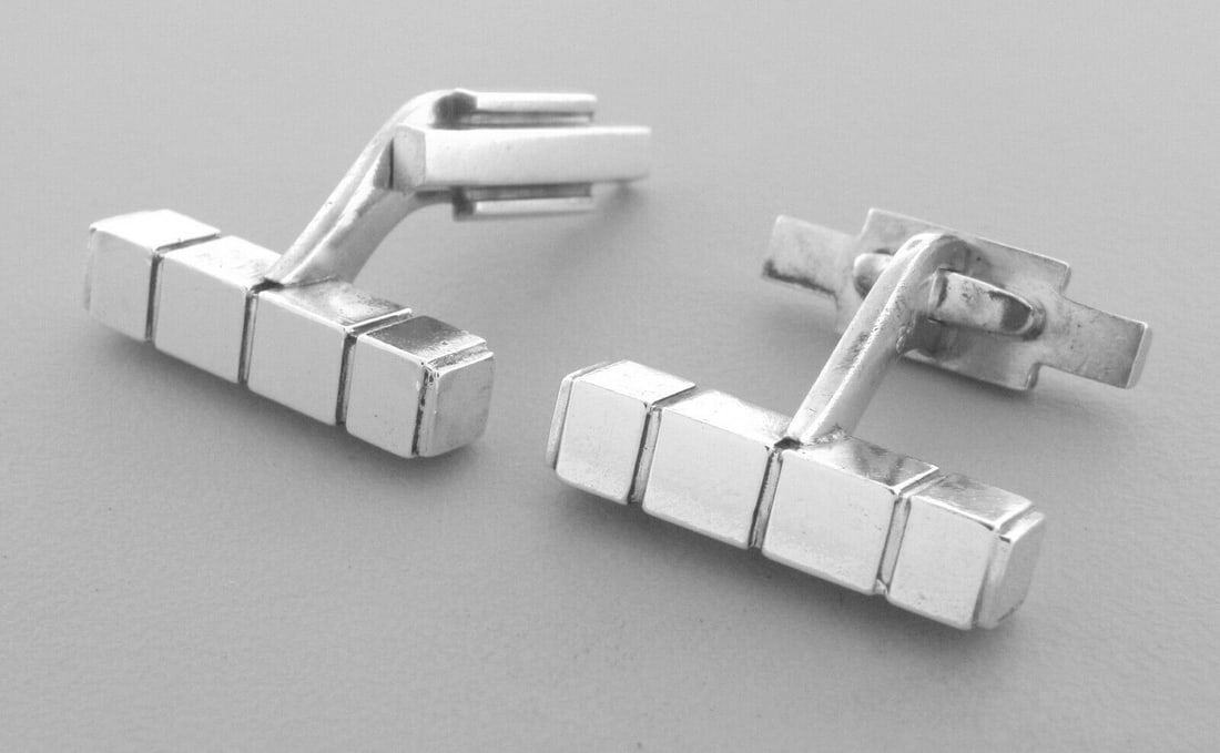 VINTAGE GEORG JENSEN STERLING SILVER SQUARE BAR CUFFLINKS 64 (1 of 2)