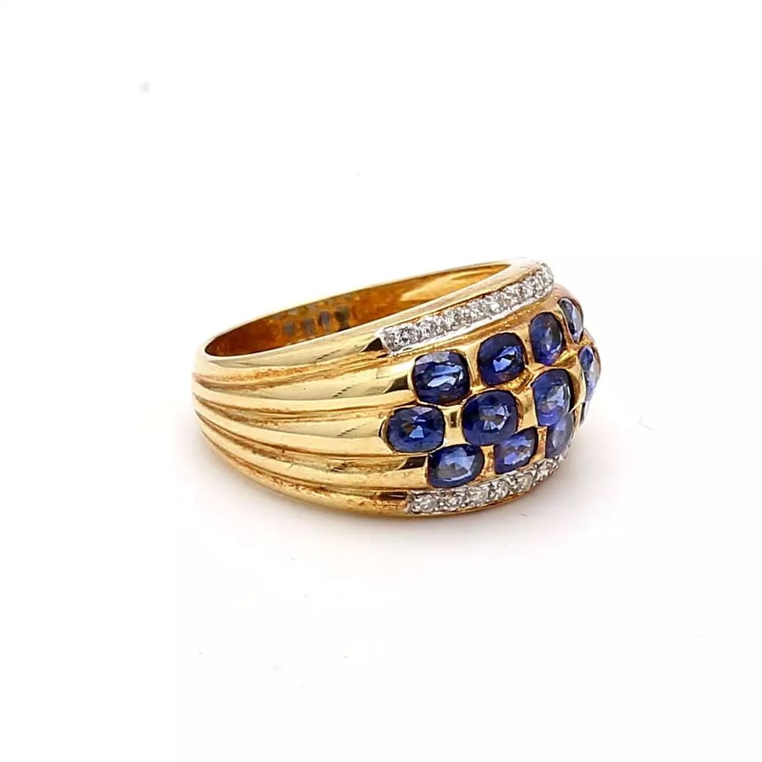10.00 Carat Sapphire 0.36 Carat Diamond 18k Yellow Gold Ring (1 of 2)