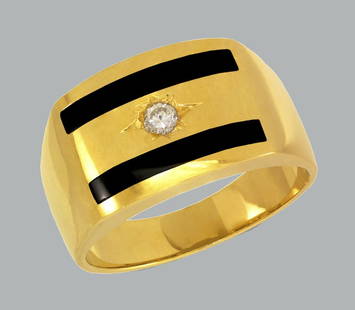 NEW 14K YELLOW GOLD MENS CZ RING ONYX LARGE: NEW 14K YELLOW GOLD MENS RING New 14K Yellow solid gold ring Ring size 10 Measures 12mm wide on top Cubic Zirconia Onyx Polished Finish Apx Weight: 8.6g