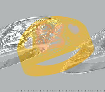 NEW 14K TRI COLOR GOLD LADIES RING ANGEL HEART: NEW 14K TRI COLOR GOLD RING New 14K Tri color solid gold ring Ring size 7 Measures 11mm wide on top Polished Finish Apx Weight: 3.1g