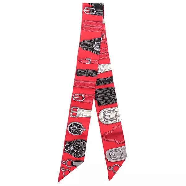 HERMES Scarf Silk Twilly HARNAIS DES PRESIDENTS Red Multi Color authentic (1 of 3)