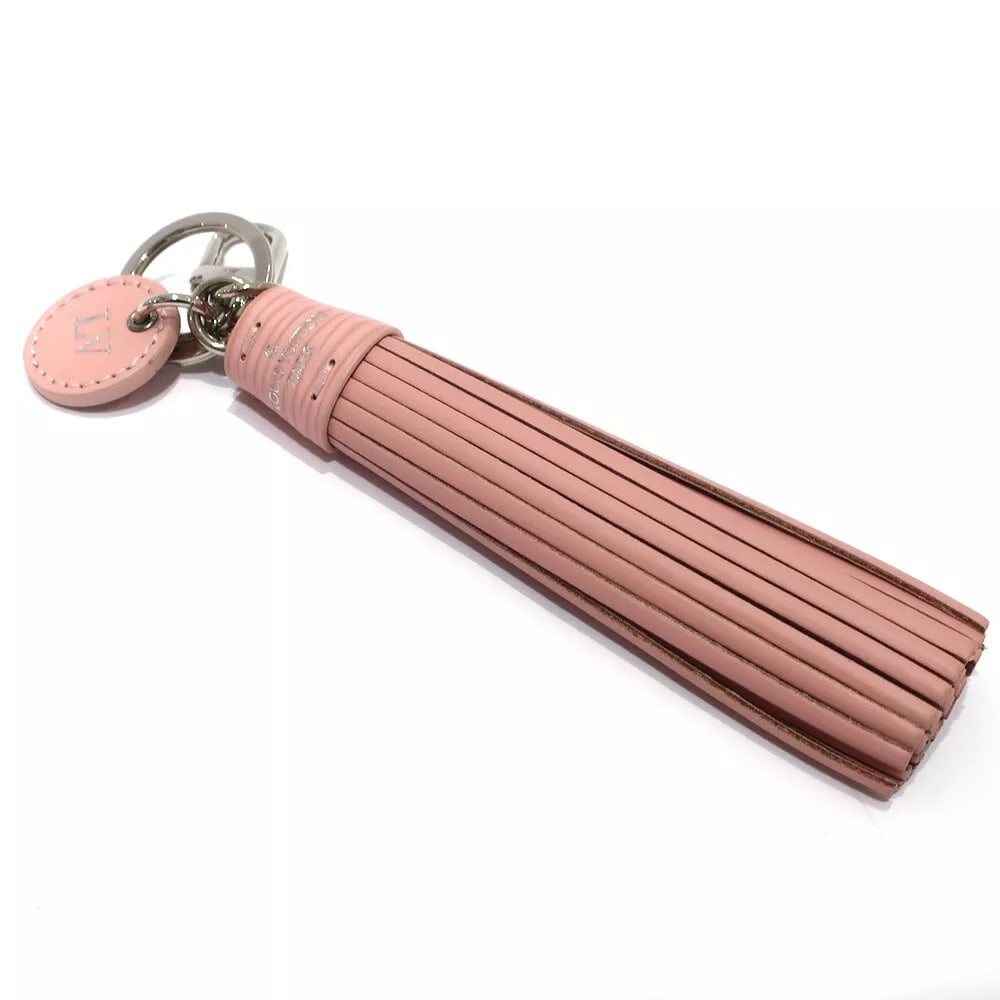 LOUIS VUITTON Charm Key Ring LV Tassel BB Rose Leather M64511 authentic (1 of 3)