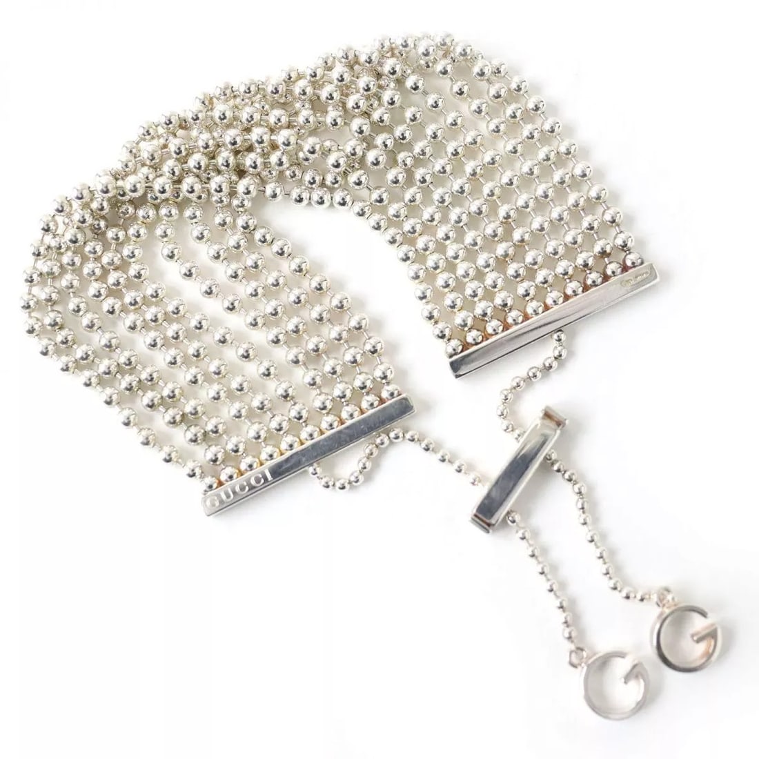 GUCCI Bracelet Bangle GG 10 Ball Chain Silver Ag925 authentic (1 of 3)