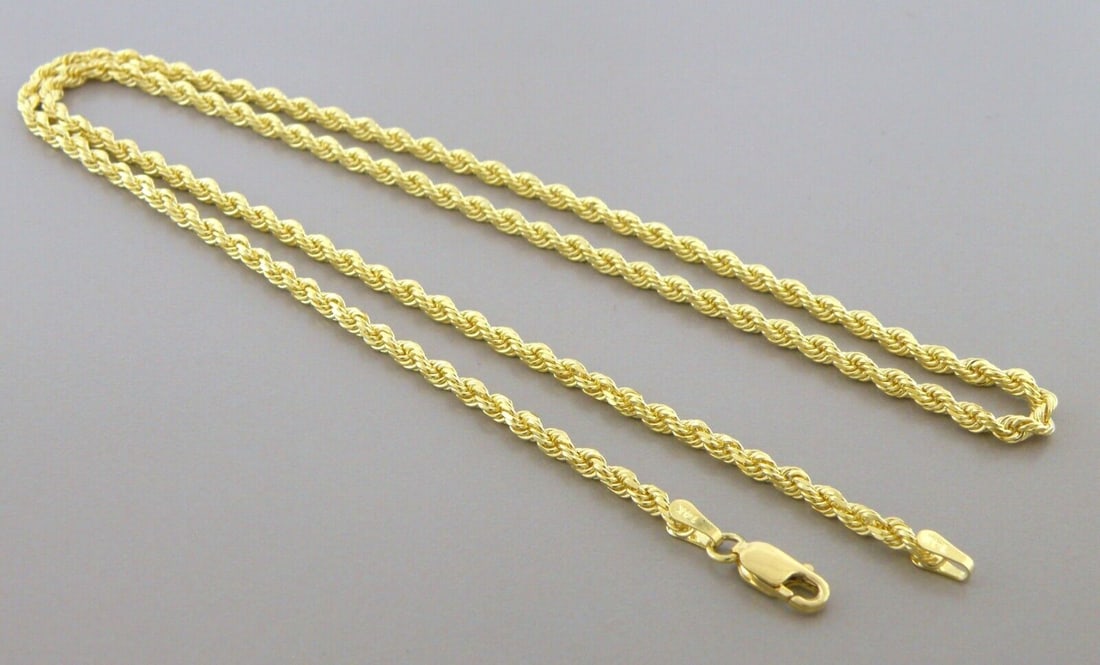NEW 14K SOLID GOLD ROPE CHAIN 3mm - 20" LINK NECKLACE 13.5 grams (1 of 2)
