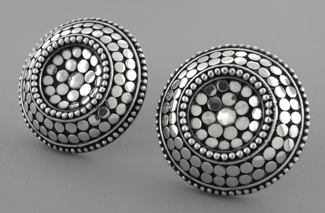 JOHN HARDY STERLING SILVER LARGE DOT EARRINGS HUGE (1 of 2)