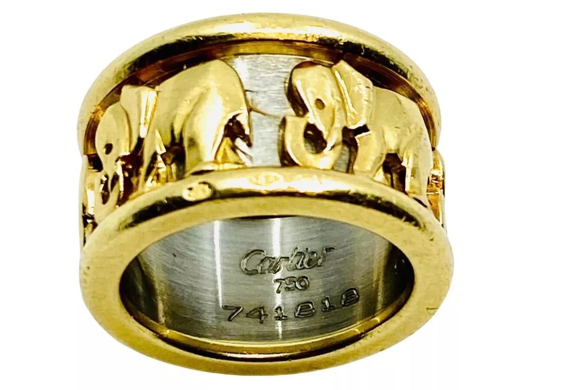 Cartier Walking Elephant Gold Band Ring (1 of 2)