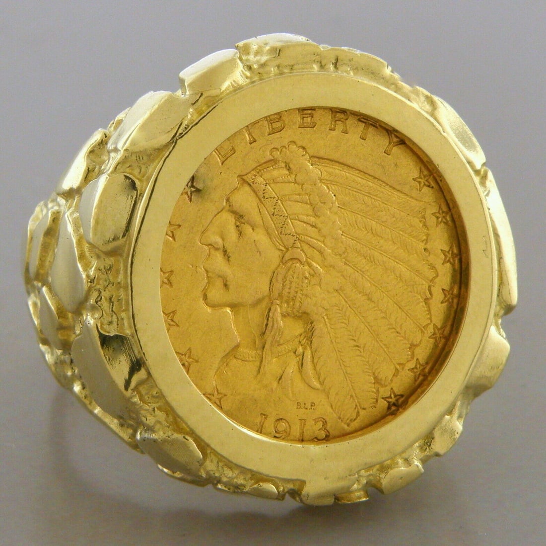 カクメイジン　金　ゴールド 22k $2.5 Indian Head Gold Coin 14k Yellow Gold Men's Nugget