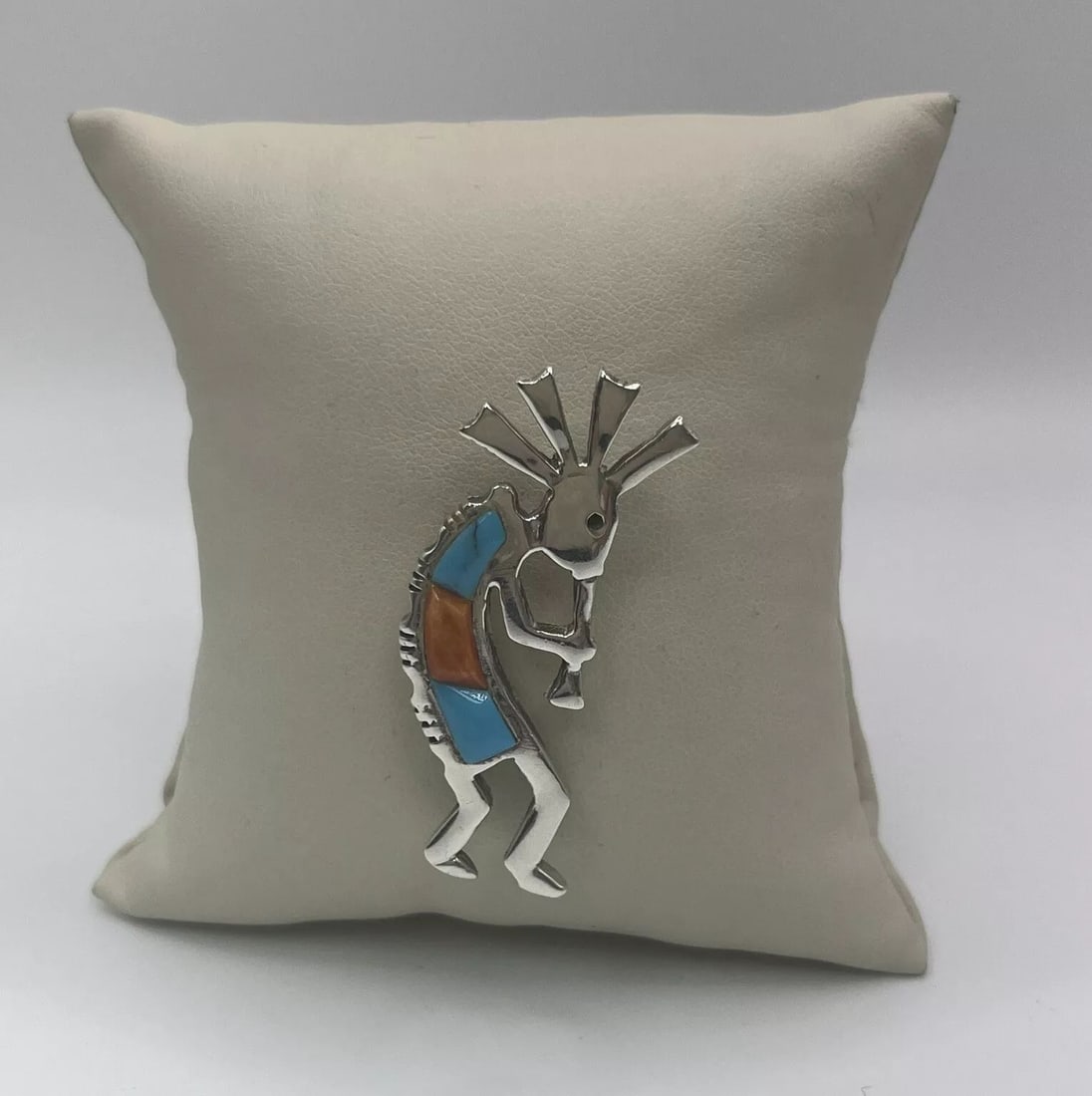 PLING NAVAJO STERLING SILVER WITH TURQUOISE DANCER PIN BROOCH (1 of 2)