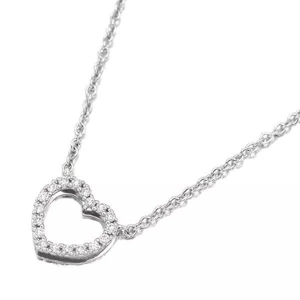 TIFFANY&Co. Necklace Pendant Metro Heart Diamond 750 K18 WG White Gold auth (1 of 3)