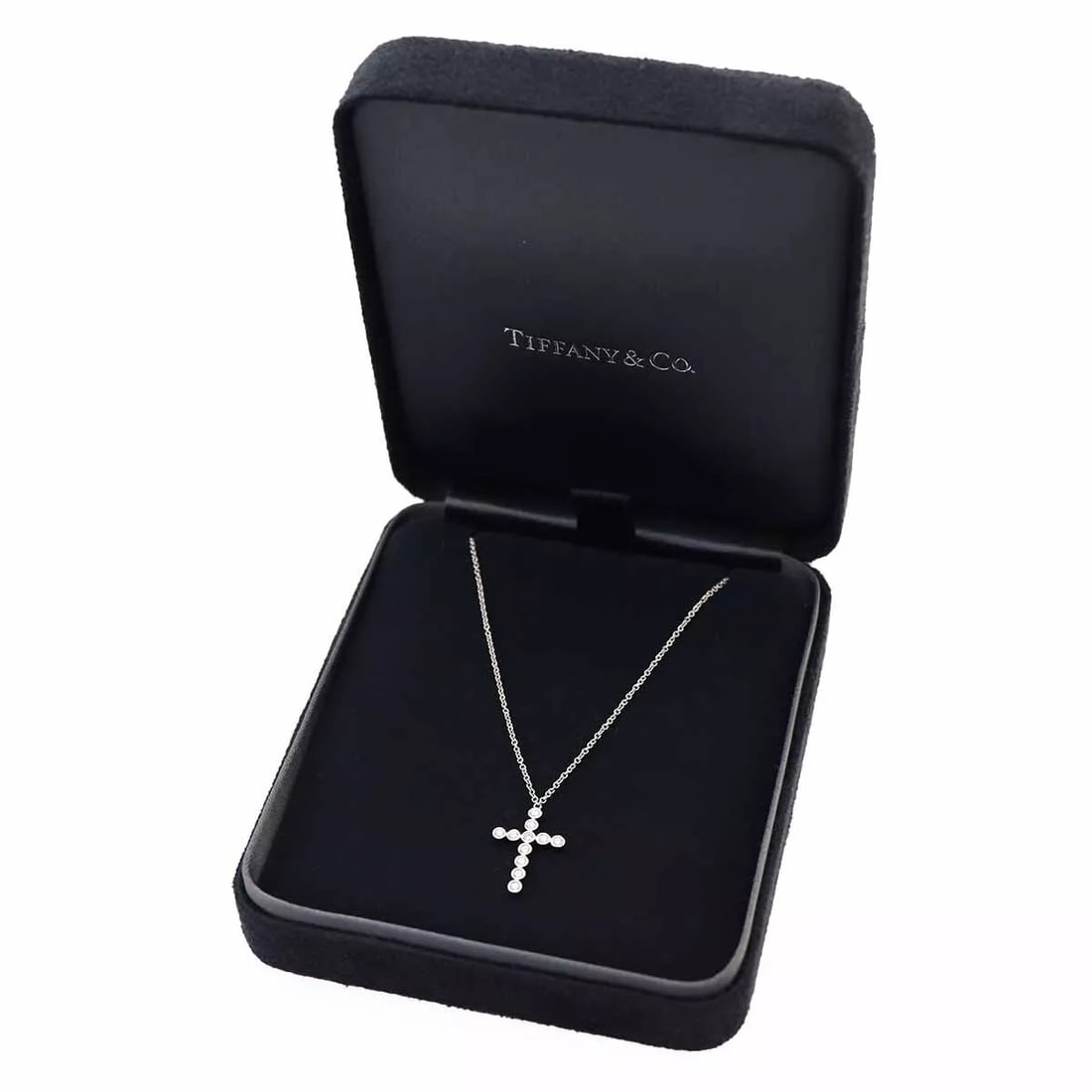 TIFFANY&Co. Necklace Pendant Jazz Cross 11P Diamond Pt950 Platinum authentic (1 of 3)