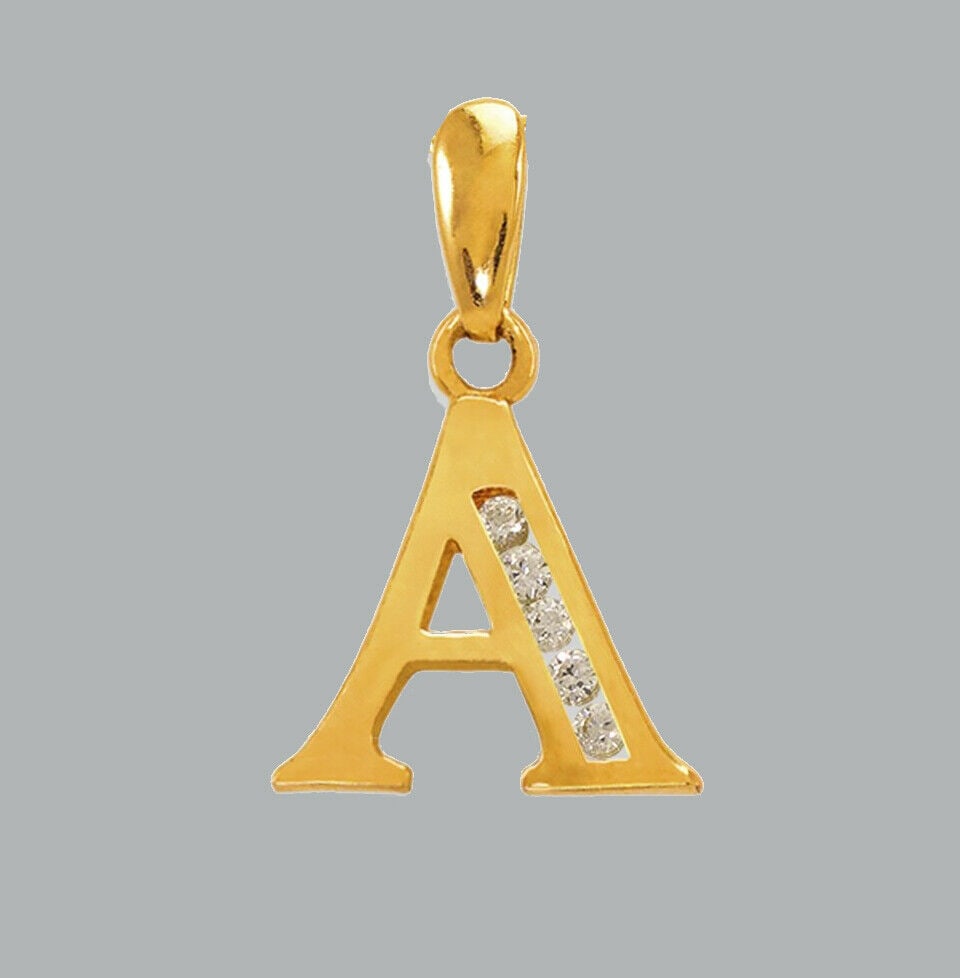 NEW 14K YELLOW GOLD CZ FANCY CHARM PENDANT INITIAL A (1 of 1)