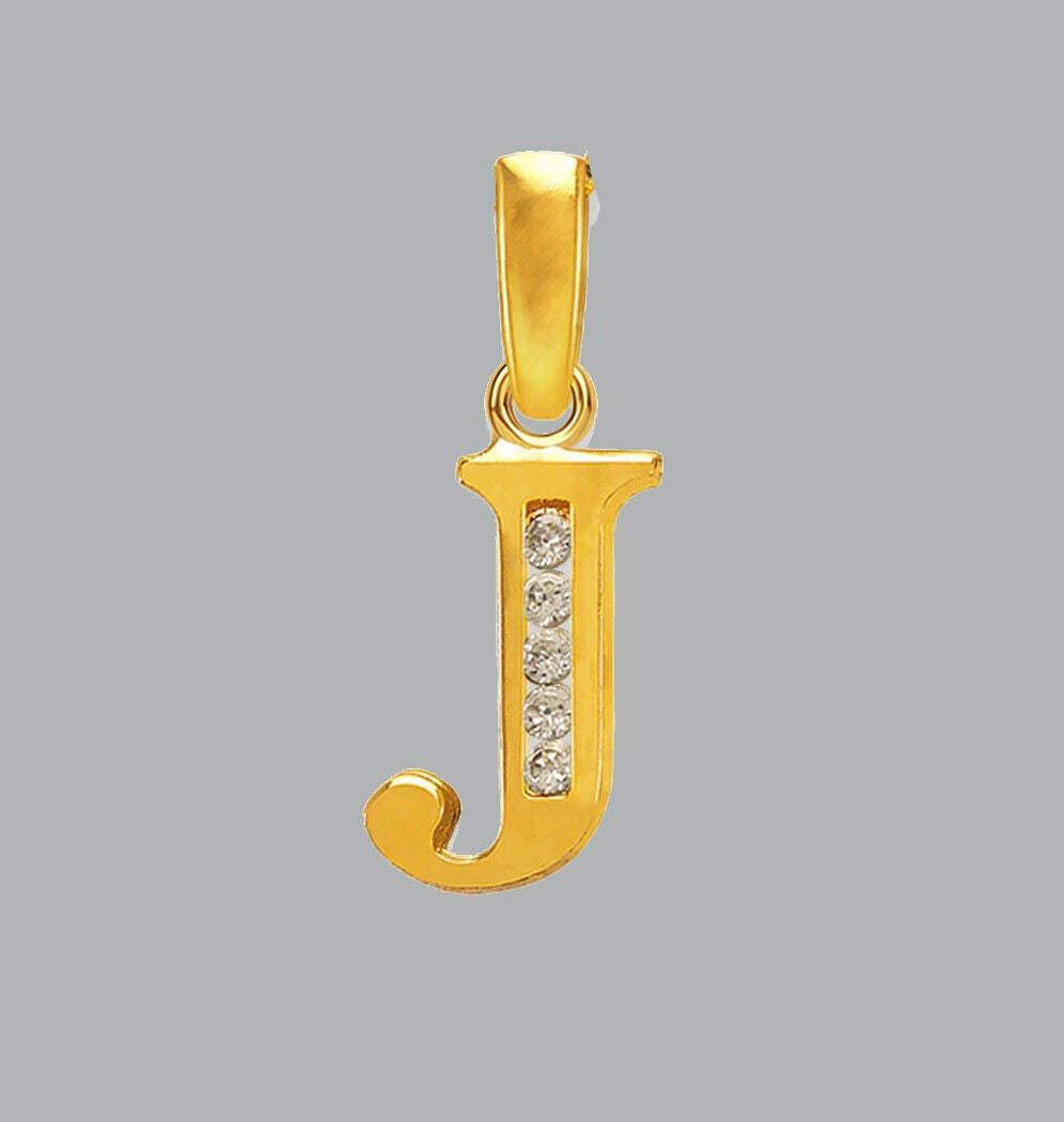 NEW 14K YELLOW GOLD CZ FANCY CHARM PENDANT INITIAL J (1 of 1)