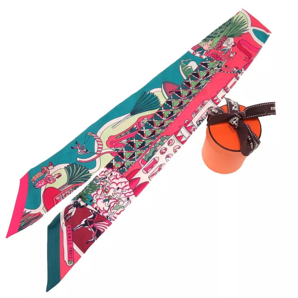 HERMES Scarf Silk Twilly Exposition Universelle Multi Color authentic (1 of 3)