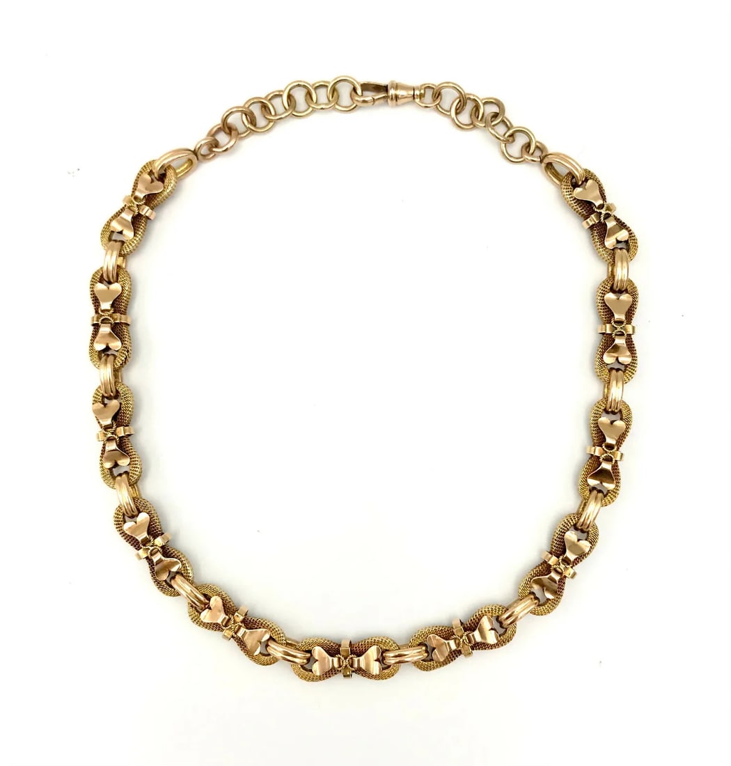 Antique Yellow Gold Whimsical Link Watch Chain Necklace (1 of 2)