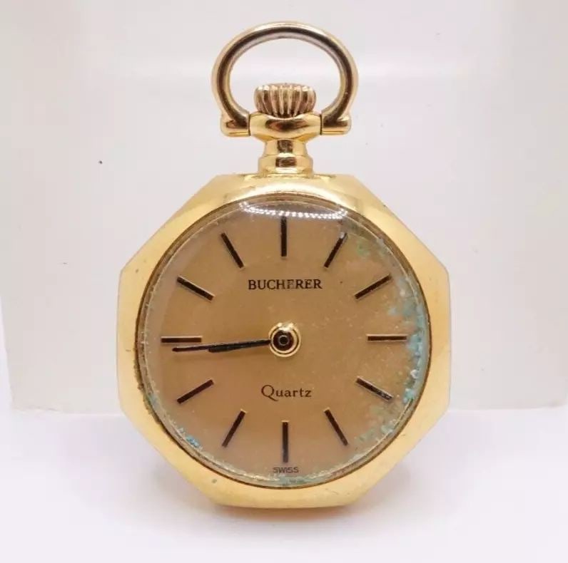Bucherer Vintage Floral Swiss Quartz Small Pocket Watch - 20mm: Bucherer Vintage Floral Swiss Quartz Small Pocket Watch Case Size - 20mm