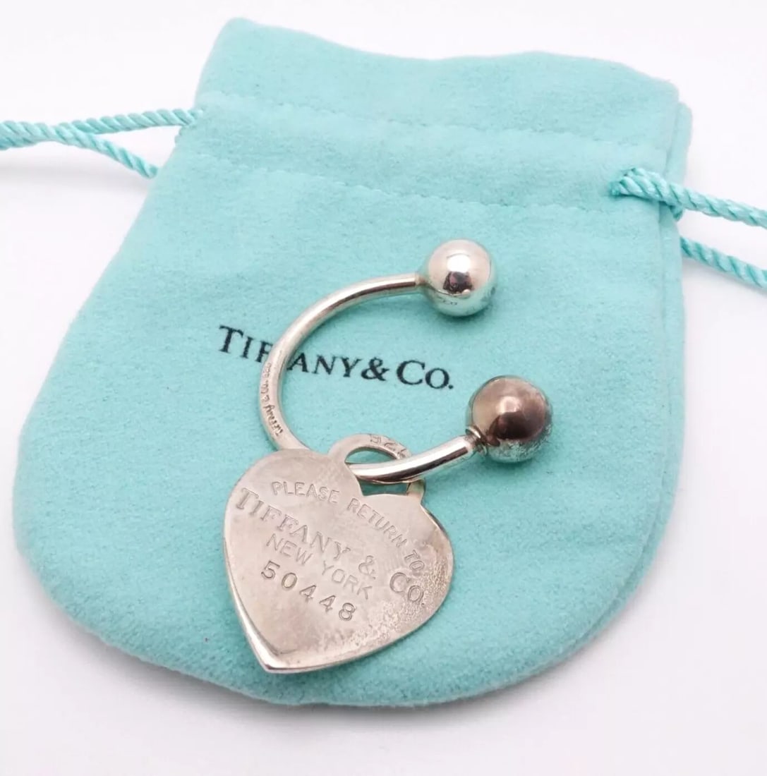 Tiffany & Co. Return To Sterling Silver Key Chain Heart Tag Charm (1 of 2)