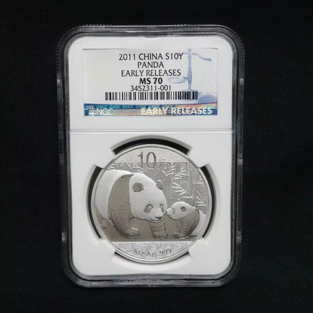 2011 China Panda Silver 10 Yuan Early Release -NGC MS 70: 2011 China Panda Silver 10 Yuan Earl Releases NGC Certified - MS 70 Looks Great & Well Kept Case