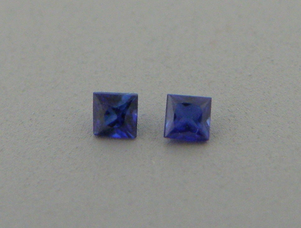 2mm PRINCESS CUT MATCHING PAIR LOOSE NATURAL SAPPHIRE (1 of 1)