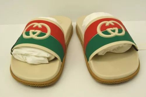 AUTHENTIC GUCCI PURSUIT MENS STRIPE IVORY GG LOGO SANDLAS SHOES 655265 JFA00 (1 of 2)