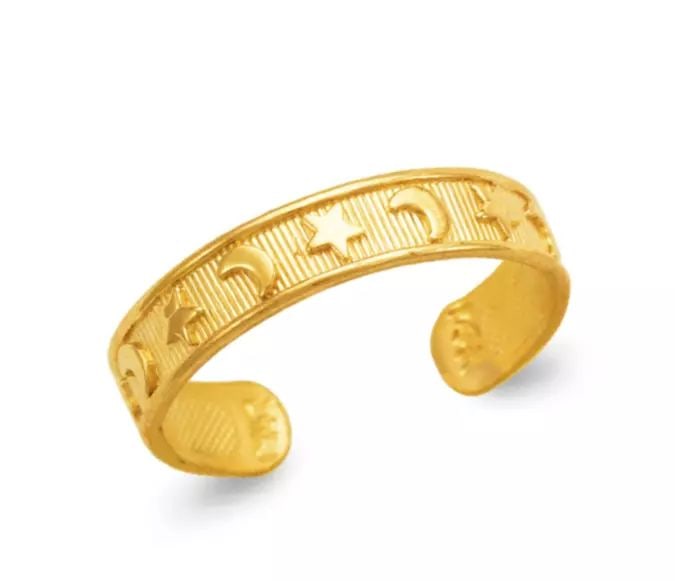 NEW 14K YELLOW GOLD MOON AND STAR KNUCKLE / TOE RING (1 of 2)