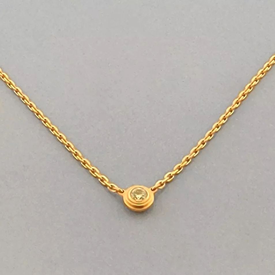 CARTIER 18K ROSE GOLD D'AMOUR DIAMOND XS NECKLACE: CARTIER 18K ROSE GOLD NECKLACE Chain measure 16" Long (can be worn at 14.75" length) Diamond Pendant Cartier D'Amour 18K rose gold necklace Pre-owned in excellent condition, please refer to pics Stamp