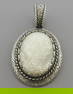 VINTAGE BEAUTIFUL STERLING SILVER MOTHER OF PEARL LARGE CARVED PENDANT
