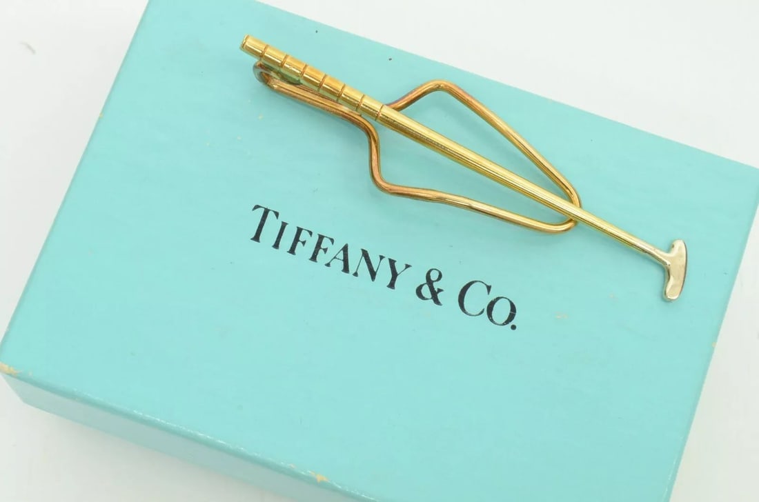 RARE AUTHENTIC TIFFANY CO. VINTAGE 750 TIE MONEY CLIP 18K GOLD GOLF CLUB PUTTER (1 of 2)