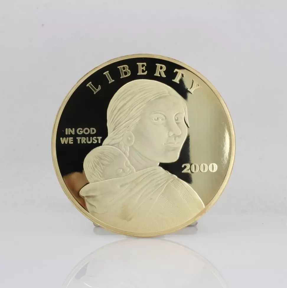 2000 SACAGAWEA (4 OZ) 24K OVER .999 FINE SILVER BULLION ROUND W/ BOX (1 of 2)