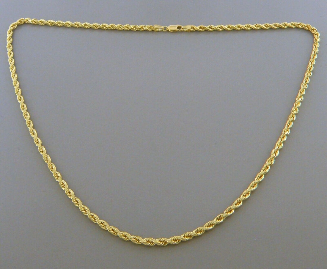 NEW 14K SOLID GOLD ROPE CHAIN 24" - 3.5mm LINK MEN'S NECKLACE 24 grams (1 of 2)