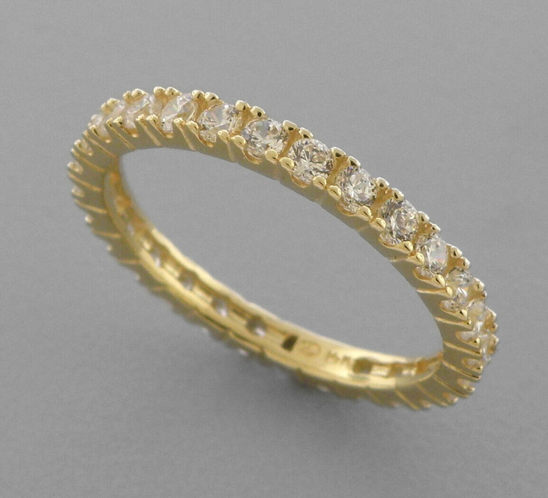 14K YELLOW GOLD FULL ETERNITY CZ BAND RING 2ct (1 of 2)