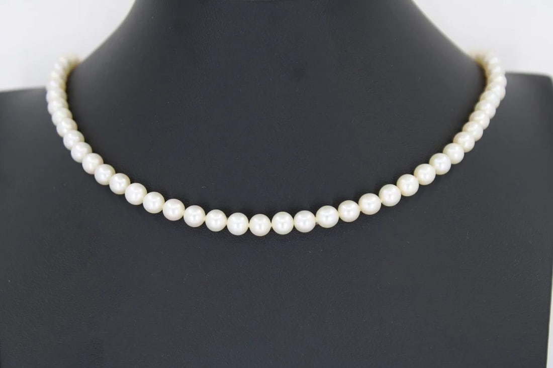 MIKIMOTO BLUE LAGOON 5.5-6.0MM PEARL 17.5" NECKLACE 14K YELLOW GOLD CLASP (1 of 2)