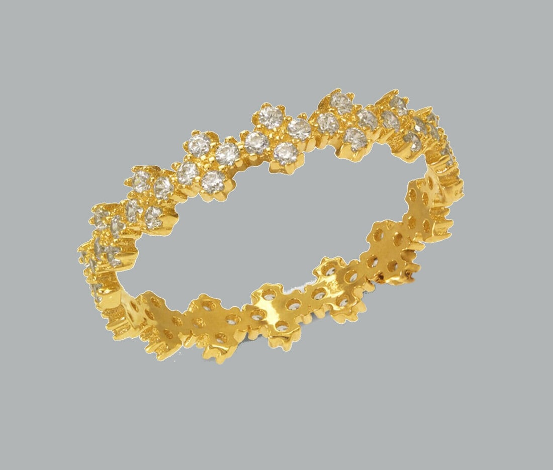 NEW 14K YELLOW GOLD FULL ETERNITY CZ BAND RING SIZE 6 (1 of 1)