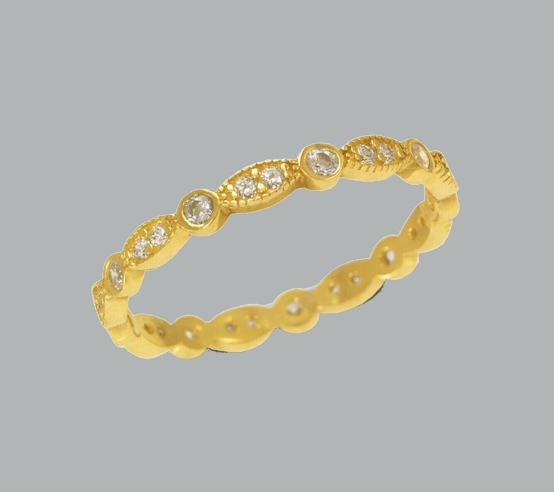 NEW 14K YELLOW GOLD FULL ETERNITY CZ BAND RING SIZE 7 (1 of 1)