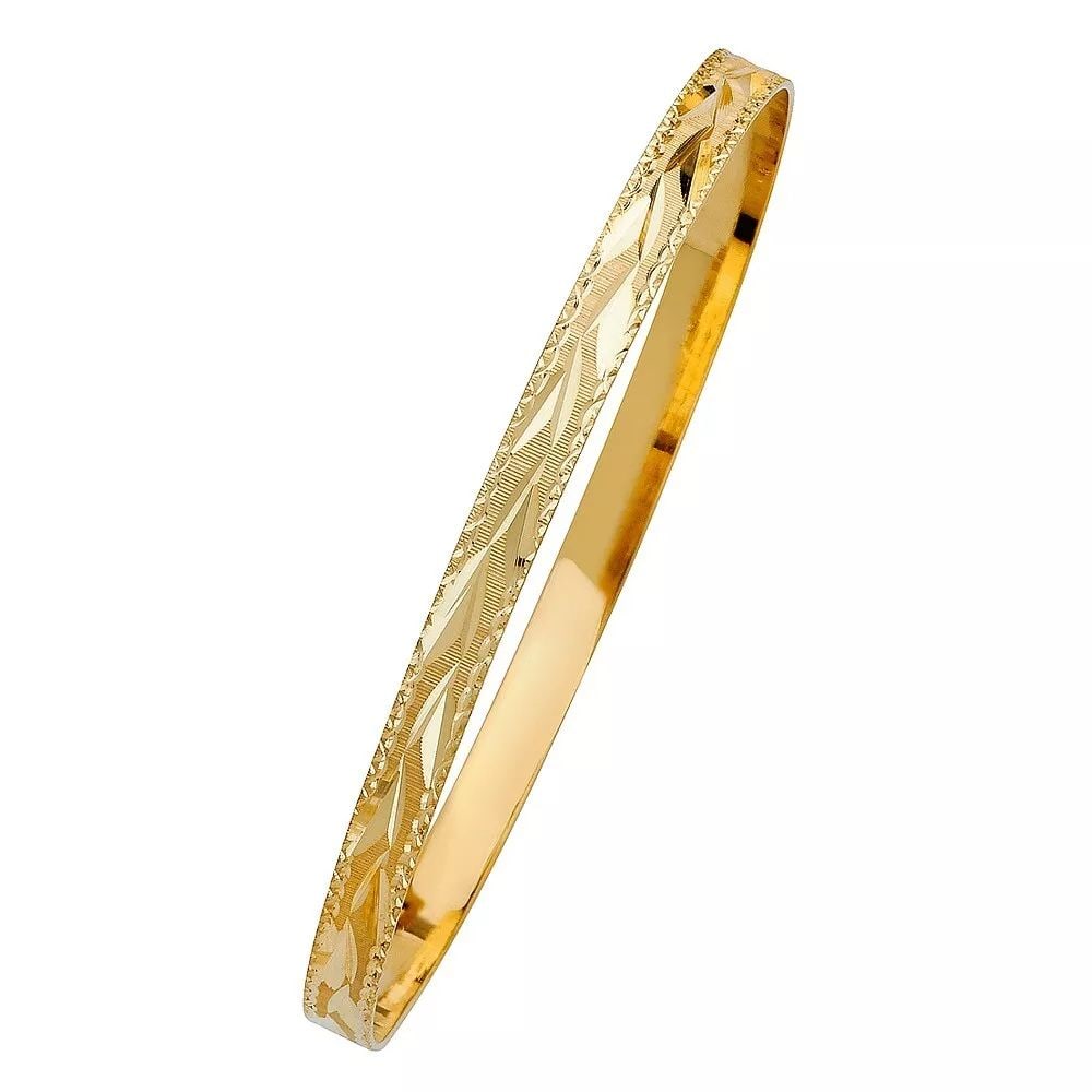 NEW 14K YELLOW 5mm GOLD SOLID BANGLE: NEW 14K YELLOW 5mm GOLD Solid BANGLE New Yellow gold Material Type : 14k Gold 14KY 5mm Solid Bangle Avg. Weight : 8.4g