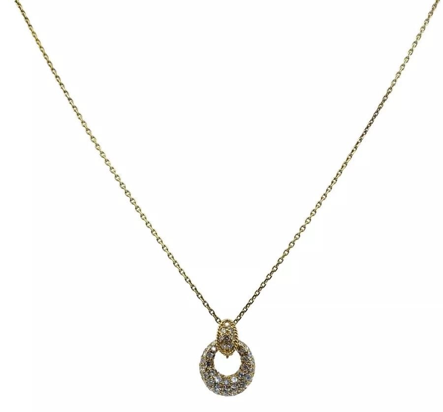 Van Cleef & Arpels Necklace Diamond 18k Gold: VAN CLEEF & ARPELS NECKLACE DIAMOND 18K GOLD VAN CLEEF & ARPELS NECKLACE DIAMOND 18K GOLD DESIGNER: Van Cleef & Arpels CIRCA: 1980’s MATERIALS: 18k Yellow Gold GEMSTONE: Round Brilliant Cut Diamond