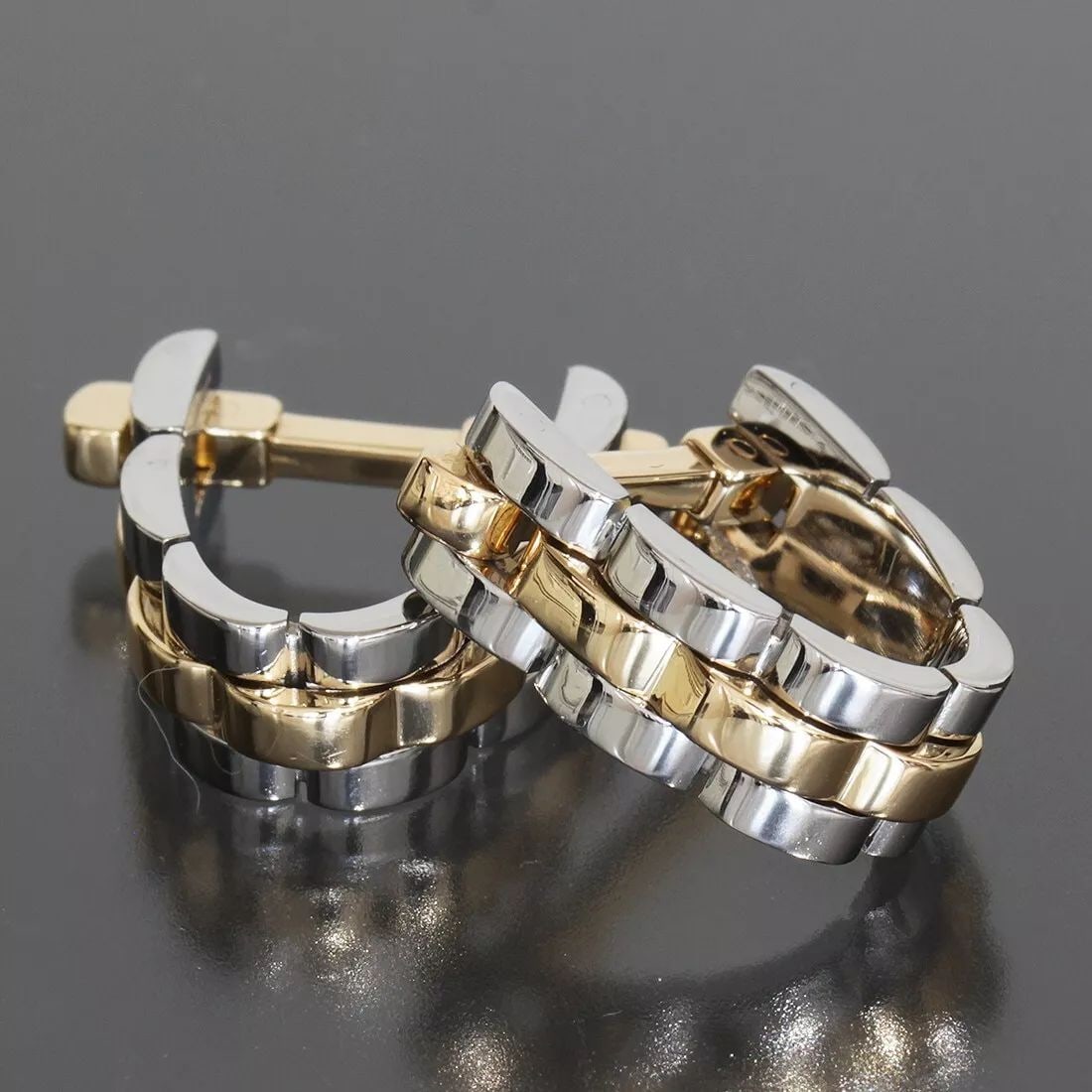 CARTIER CUFFLINKS PANTHERE AU750 YELLOW GOLD STAINLESS AUTHENTIC 18K (1 of 2)