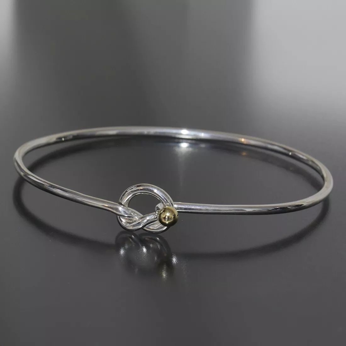 TIFFANY & CO. HOOK &EYE BANGLE 17CM SV925 K18YG 5.3G BRACELET (1 of 2)