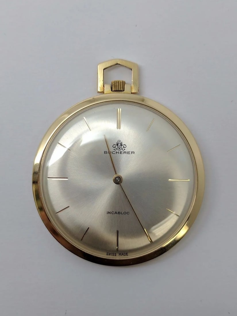BUCHERER INCABLOC POCKET WATCH - MANUAL WINDING WATCH - 41MM WATCH 406661: BUCHERER INCABLOC POCKET WATCH - MANUAL WINDING WATCH - 41MM WATCH 406661 Carl F. Bucherer Hand Winding Pocket Watch Gold Plated Case Case Size- 41MM Case # - 406661 Excellent Condition & Keeps Accura