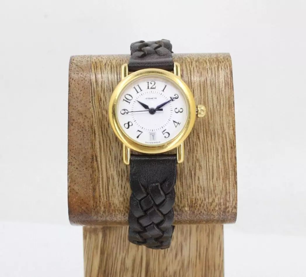 VINTAGE GENUINE LADIES COACH GOLD TONE LEATHER STRAP W005 5.773.816 WATCH (1 of 2)