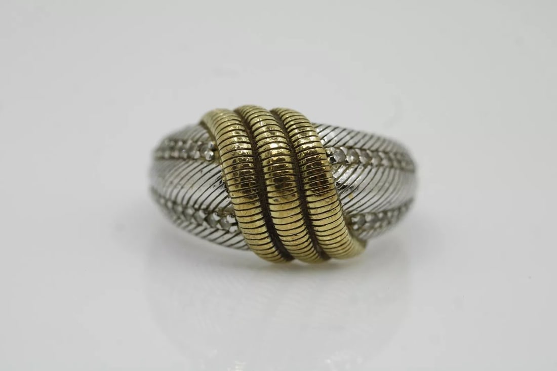 JUDITH RIPKA 925 STERLING SILVER GOLD ACCENT COCKTAIL RING SIZE 10 (1 of 2)