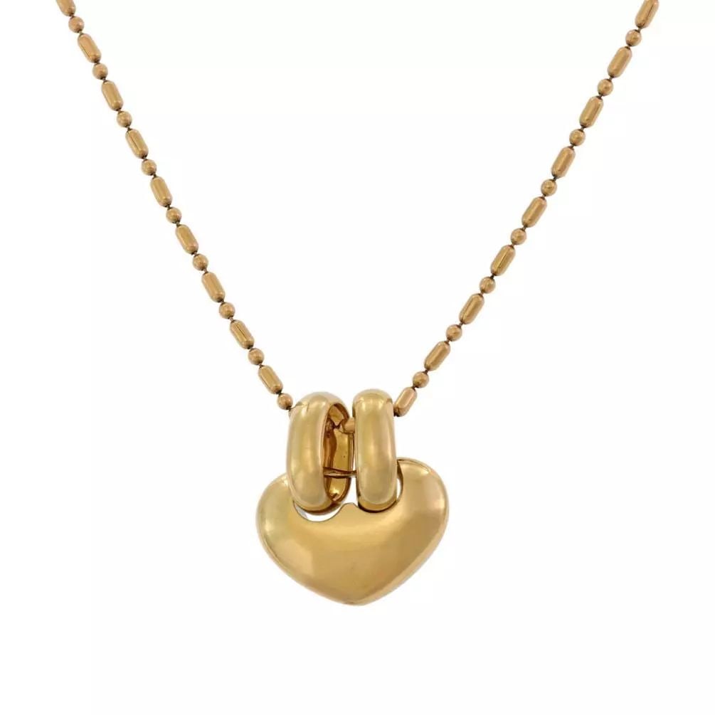 CHIMENTO REVERSIBLE 18K TWO TONE GOLD HEART PENDANT & CHAIN NECKLACE LIQUIDATION: Chimento Reversible 18k Two Tone Gold Heart Pendant & Chain Necklace LIQUIDATION Description This modern Chimento chain and pendant are crafted from 18k yellow and white gold. The pendant features a r
