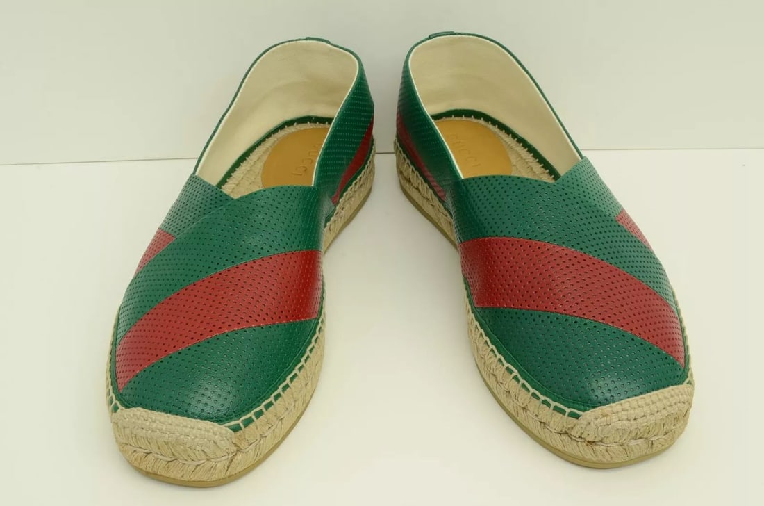 AUTHENTIC GUCCI MENS WEB STRIPE ESPADRILLES LOAFERS 624612 04JIO 3172 ROPE SHOES: Authentic Gucci Mens Web Stripe Espadrilles Loafers 624612 04JIO 3172 Rope Shoes Gucci Web Stripe Loafers Model: 624612 04JIO 3172 Leather, Rope, Rubber