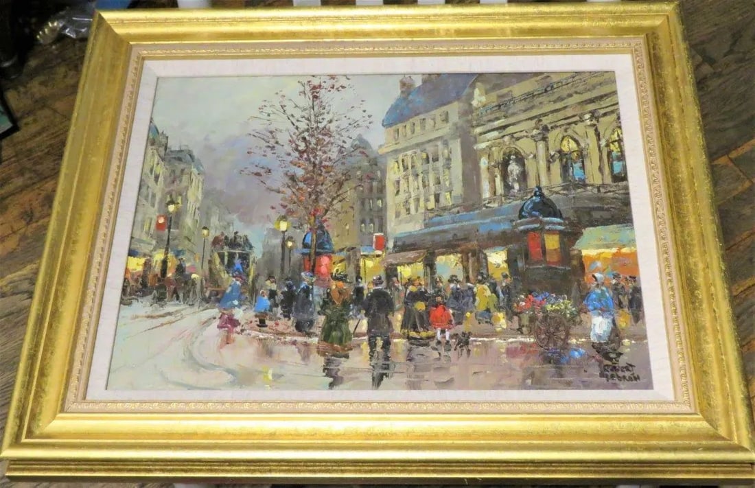 PARIS FRANCE CITY PAINTING ROBERT LEBRON 1928-2013: PARIS FRANCE CITY PAINTING ROBERT LEBRON 1928-2013 LIQUIDATION CLEARANCE!!! The Following Item we are offering is a Beautiful Rare Deluxe Original by Robert Lebron (1928-2013) Old Paris Painting Stree