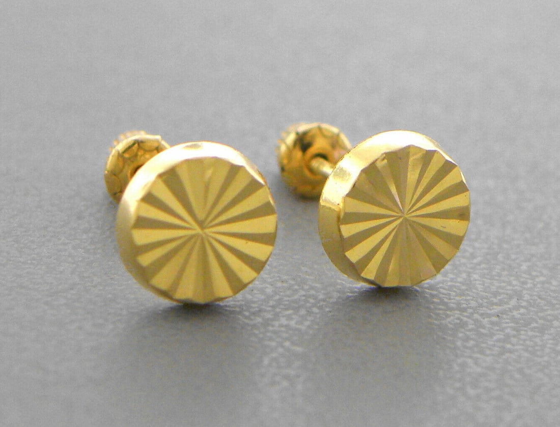 14K YELLOW GOLD LADIES GIRLS STUD EARRINGS SCREW BACK (1 of 2)