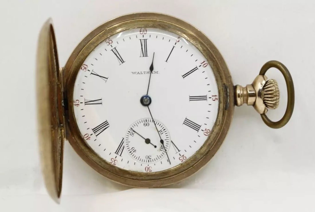 1904 WALTHAM 15 JEWELS POCKET WATCH IN 14K GOLD FILLED HUNTER CASE SIZE 16 RUNS (1 of 2)