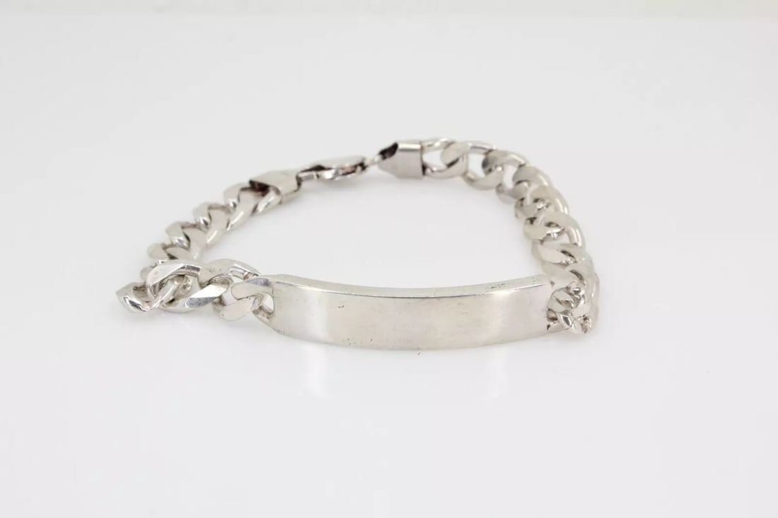 STERLING SILVER ITALY 9MM CUBAN CURB LINK ID 9" BRACELET 35.9 GRAMS (1 of 2)