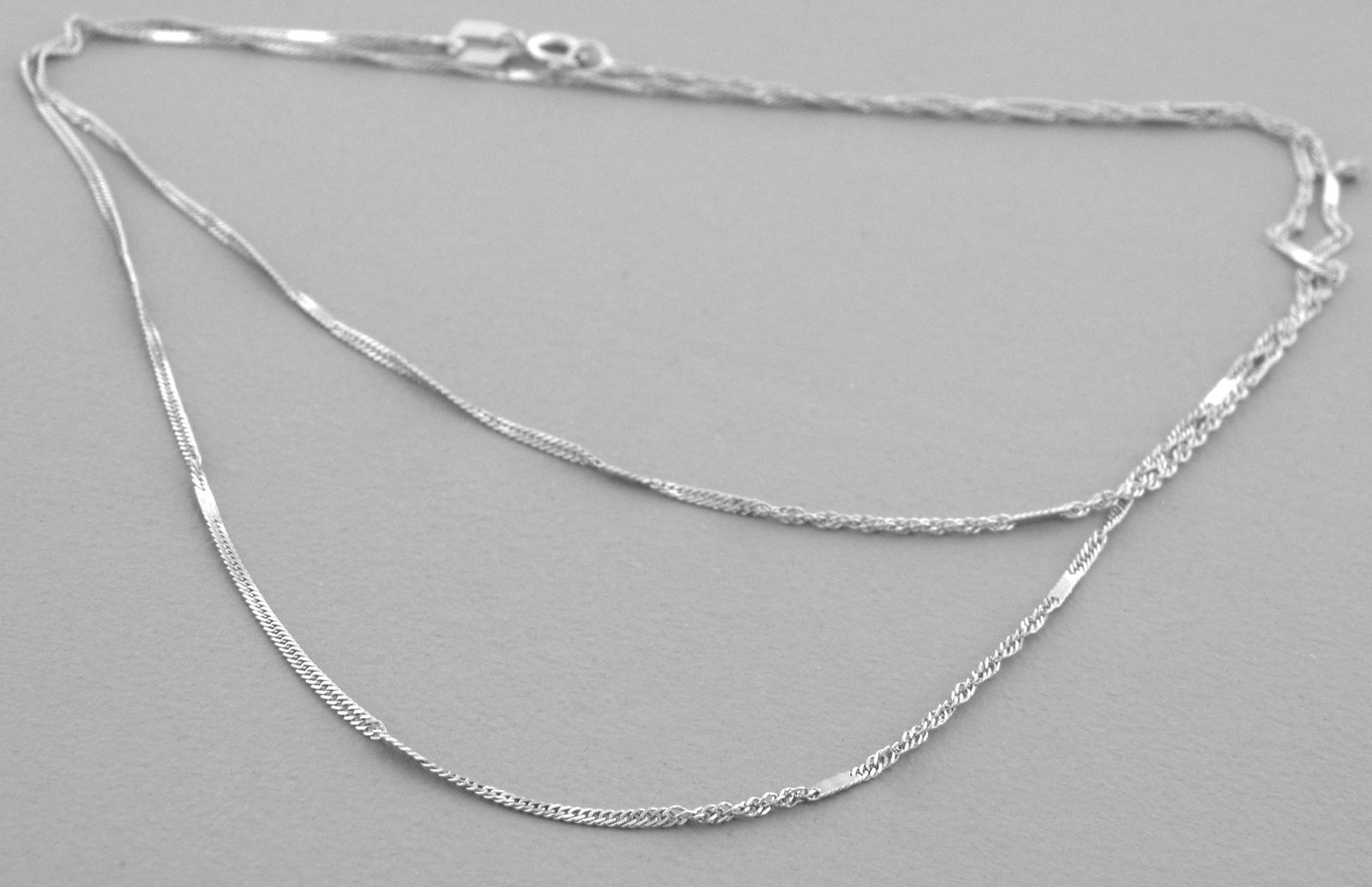 NEW 14K WHITE GOLD MIRROR SINGAPORE CHAIN NECKLACE 20" (1 of 2)