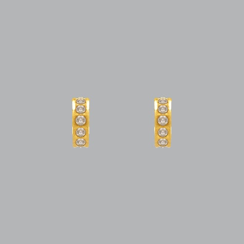 14K YELLOW GOLD STUD CZ EARRINGS SCREW BACK HUGGIE (1 of 2)