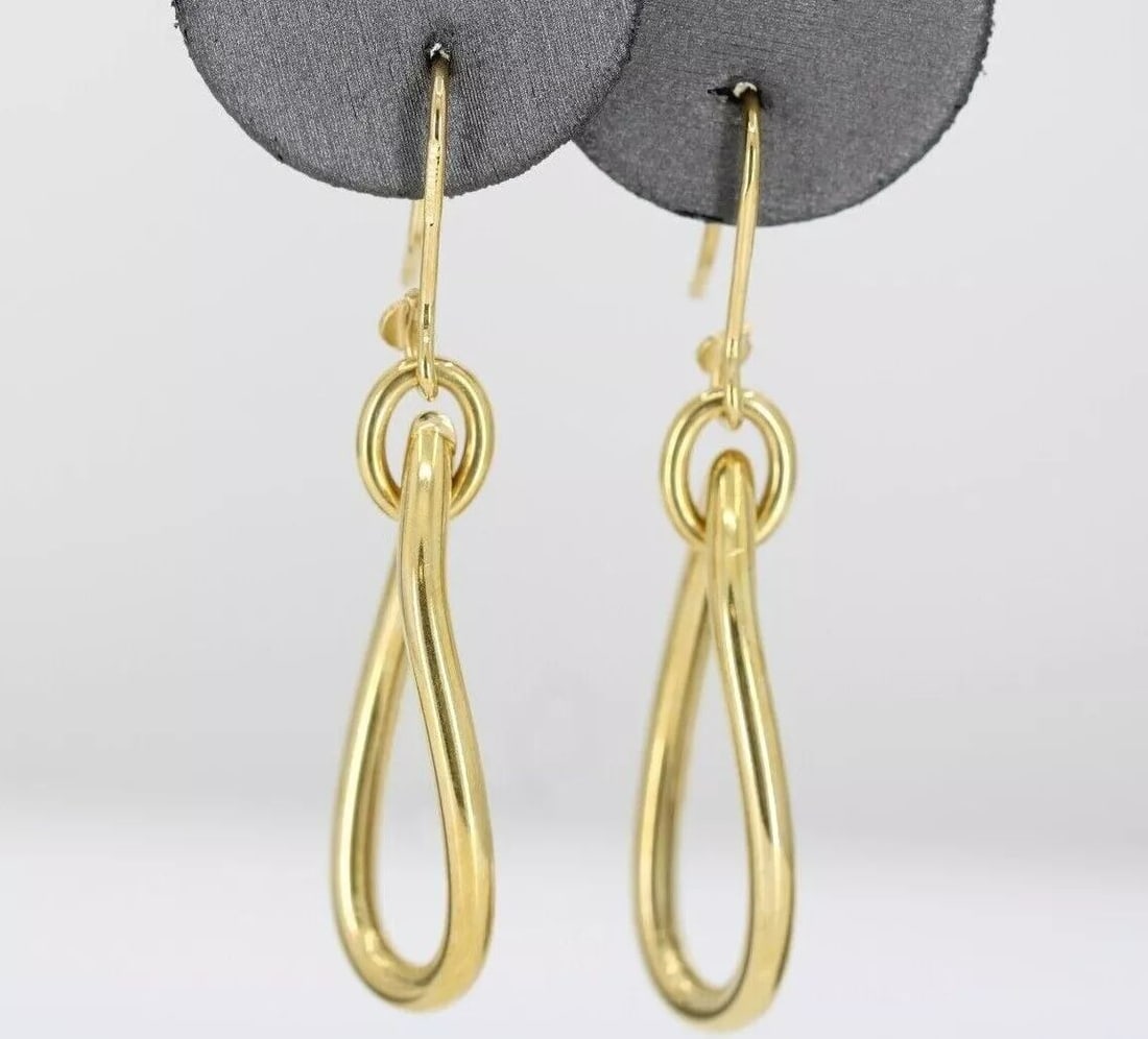 FARAONE MENNELLA RFMAS LARGE 18K YELLOW GOLD DANGLE HOOK EARRINGS 4.2 GRAMS (1 of 2)