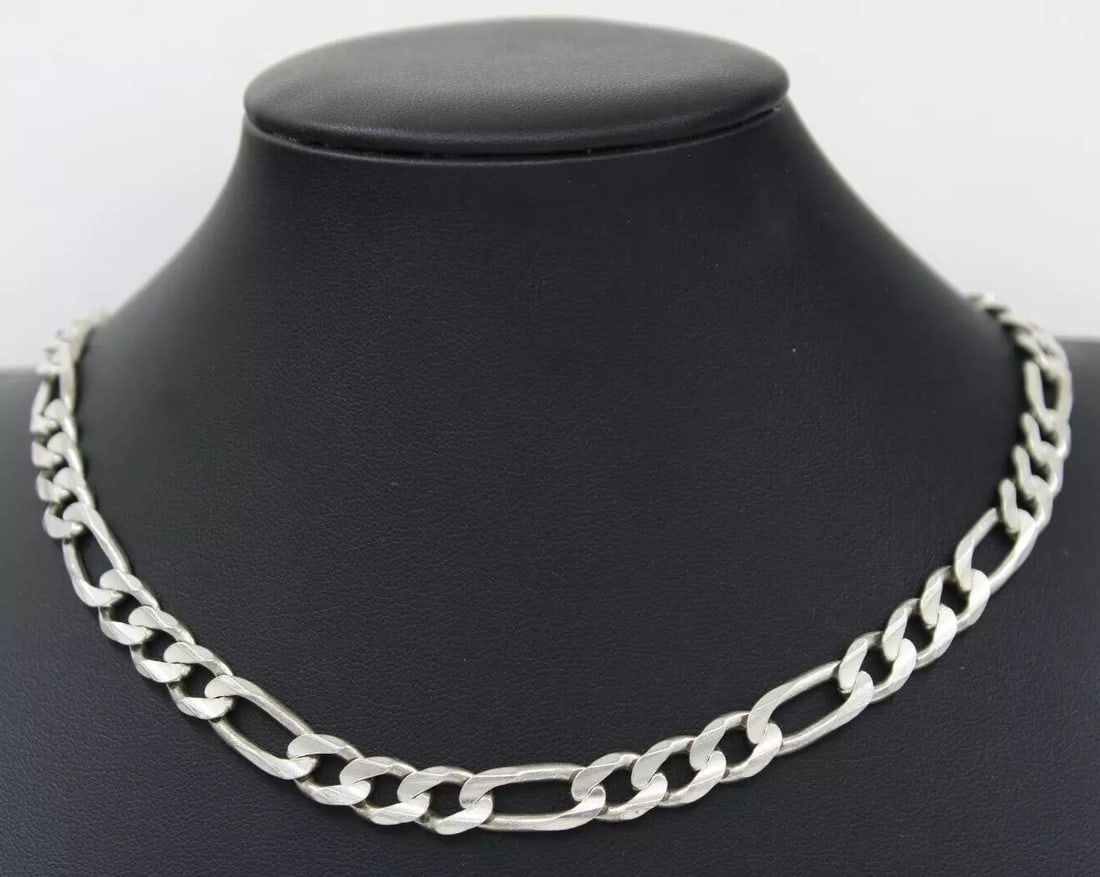 STERLING SILVER .925 ITALY FIGARO LINK 24" CHAIN 8.25 MM 56.4 GRAMS (1 of 2)